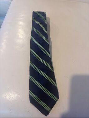 Club Room Navy Tie with Light Green Stripes